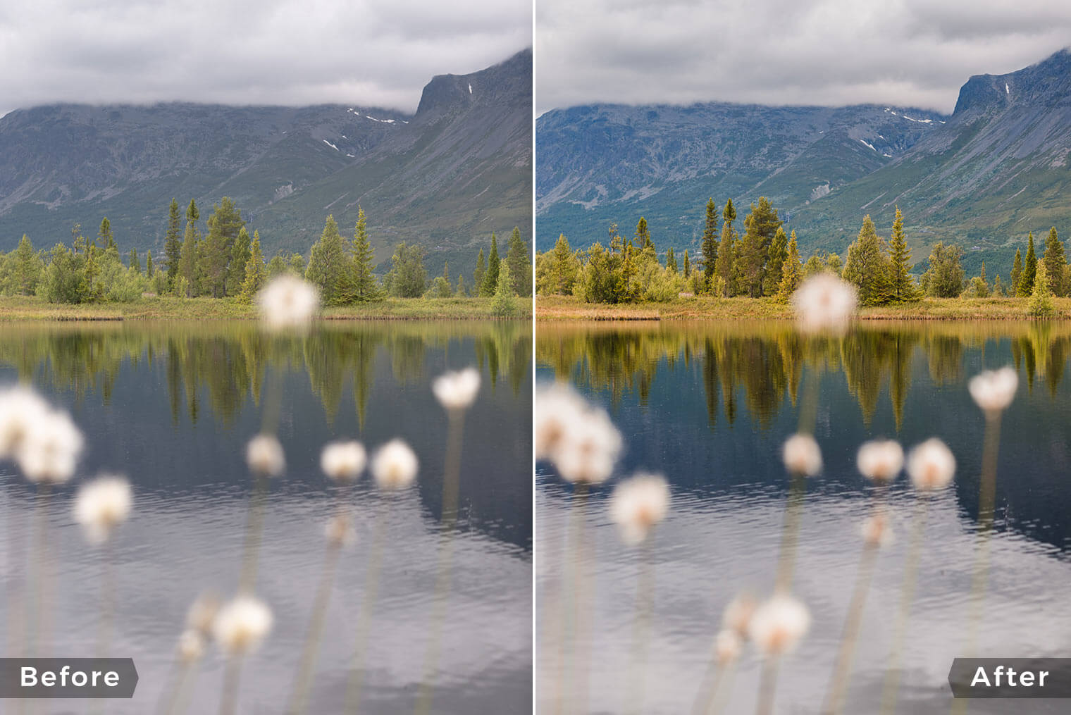 Capture One Styles for Summer and Lake Landscapes - Before & After Example
