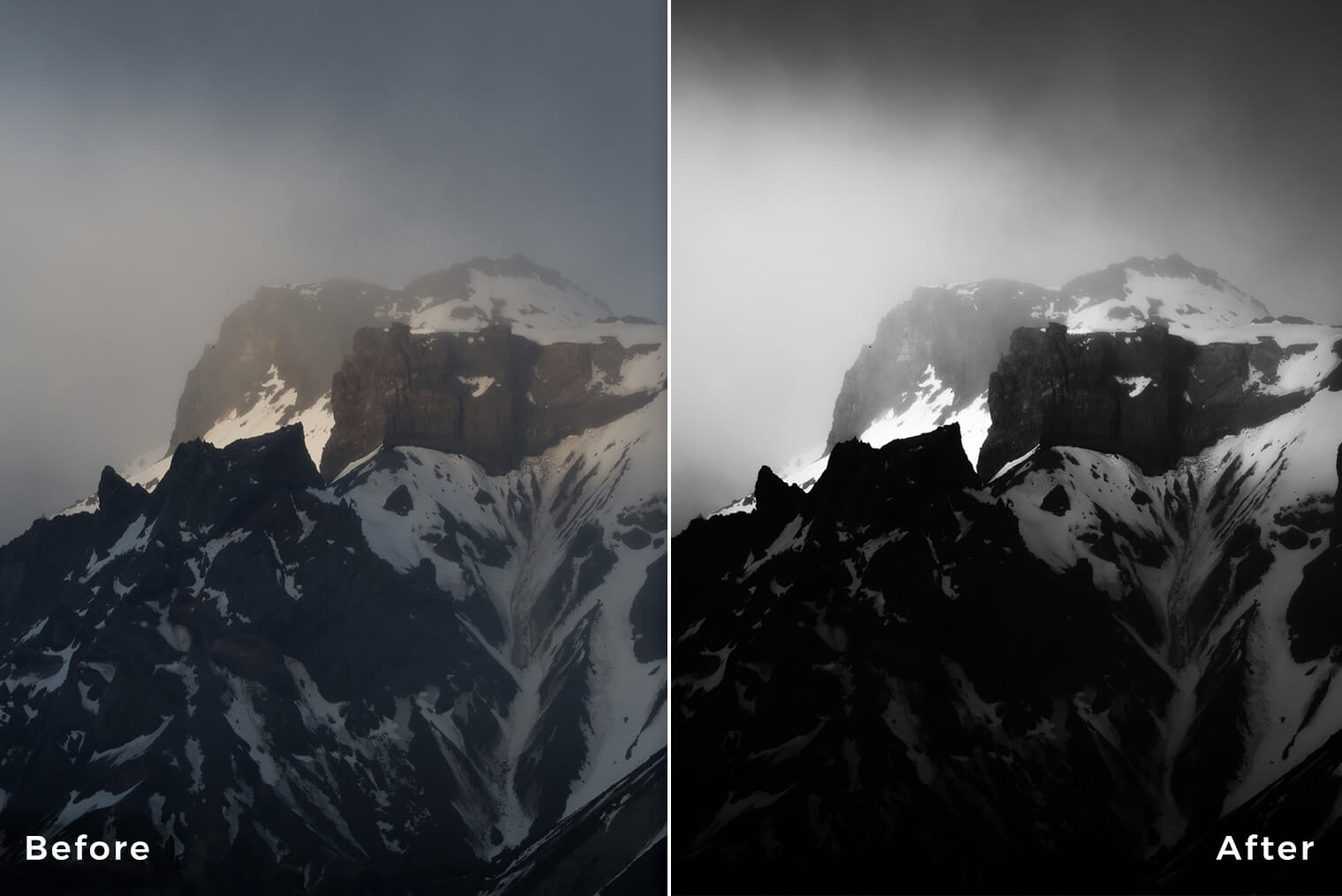 Lightroom Presets for Black & White Mountain Photography