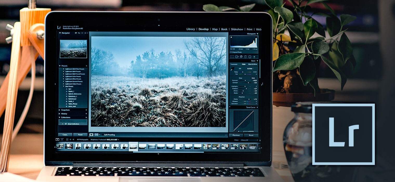 Adobe Lightroom on a laptop