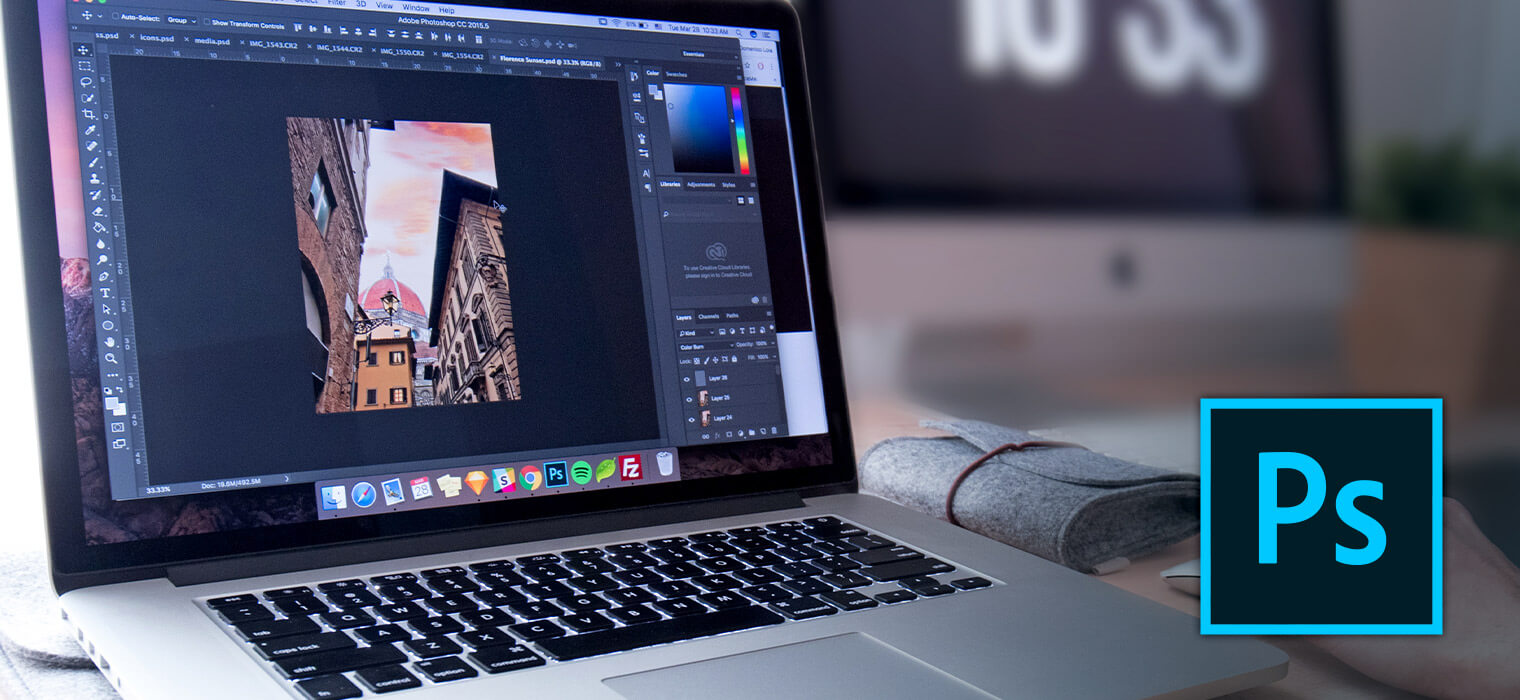 Adobe Photoshop on a laptop