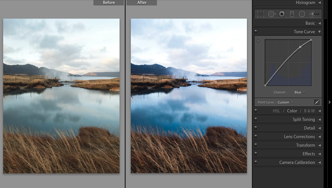 Tone curve in Adobe Lightroom