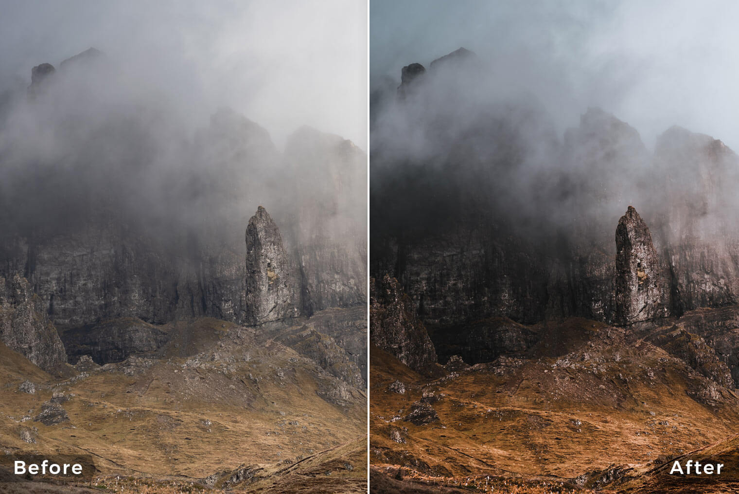 Capture One Styles for Moody Landscapes - Before & After Example