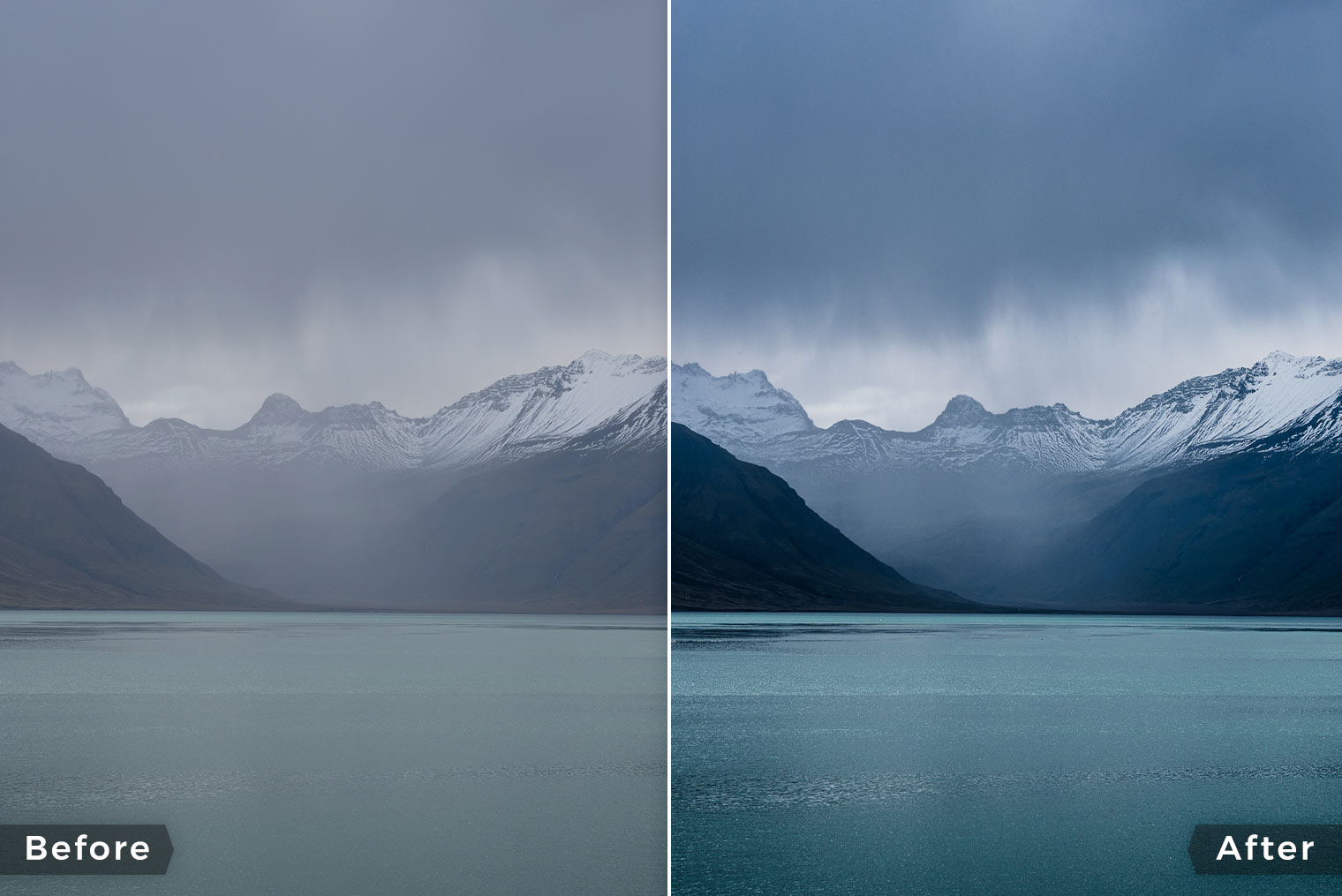 Capture One Styles for moody Winter Landscapes - Before & After Example