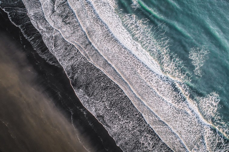 Aerial Photo of Black Sand Beach