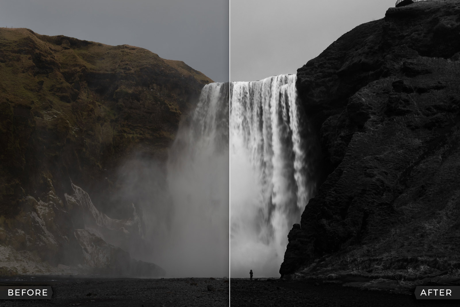 FREE Lightroom Presets for Black & White Waterfall Photography