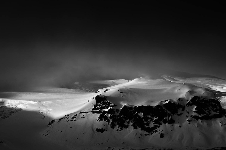 Mountain with Glacier in Dramatic Black and White