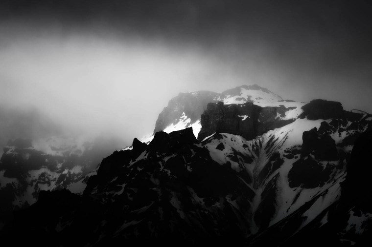 Dramatic Mountain Landscape in Black and White