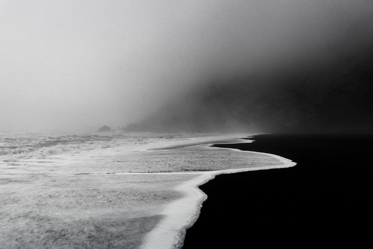 Black Sand Beach of Vik in Monochrome