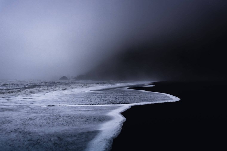 Dark and Moody Waves and Beach