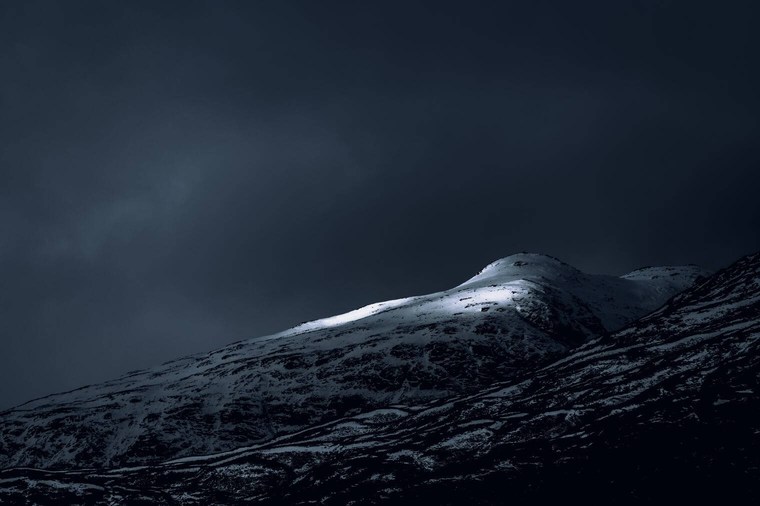 Mountain with Snow in Dark Tones