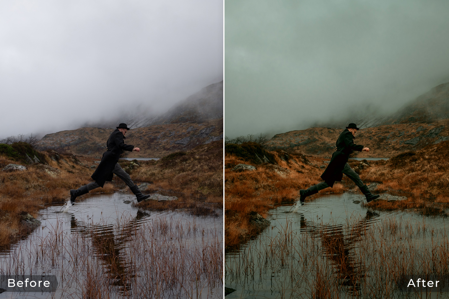 Before & After - Moorland in autumn colors