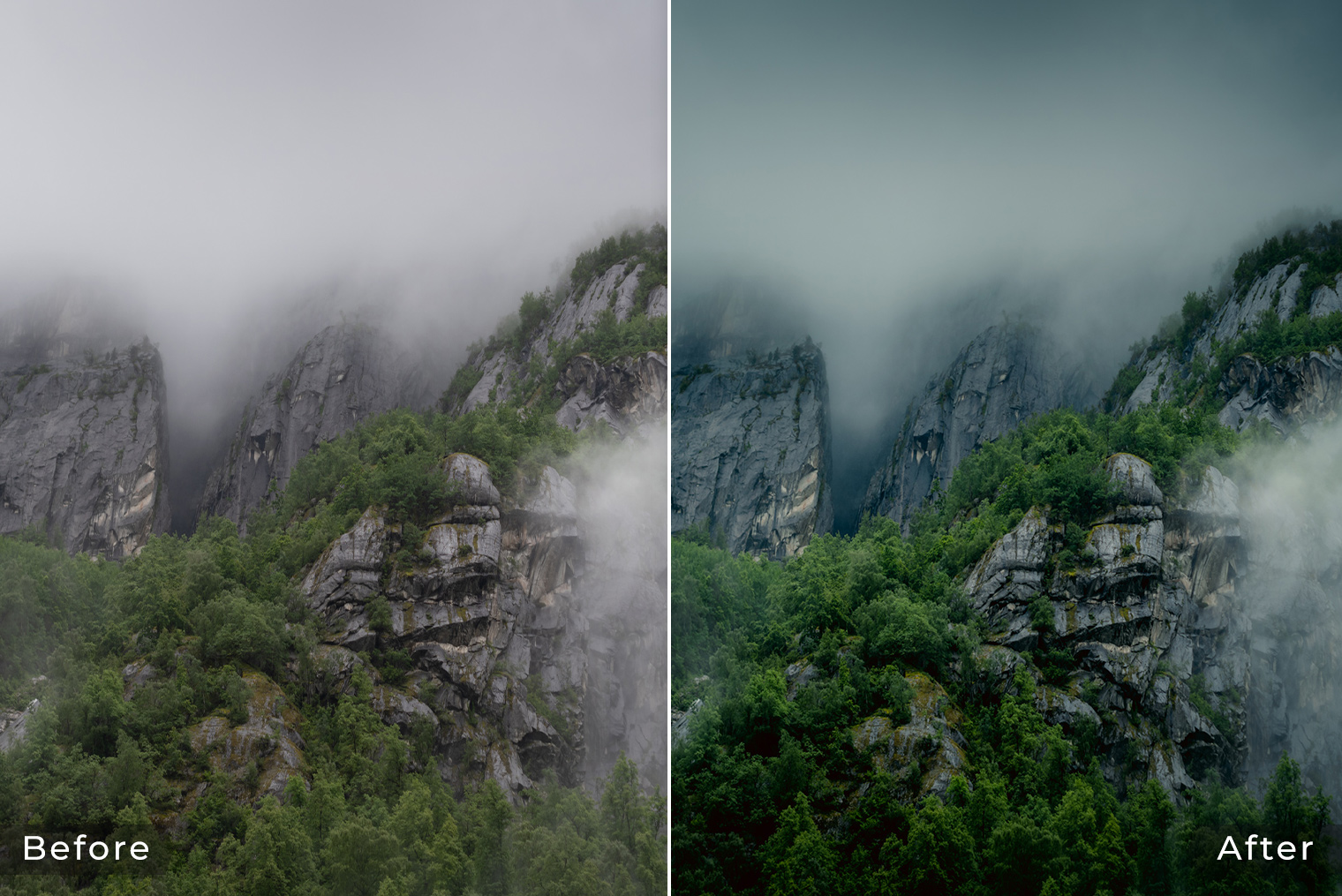 Before & After - Moody Mountain Landscape