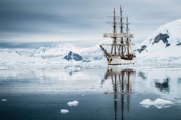 Sailing Ship in Antarctic Waters