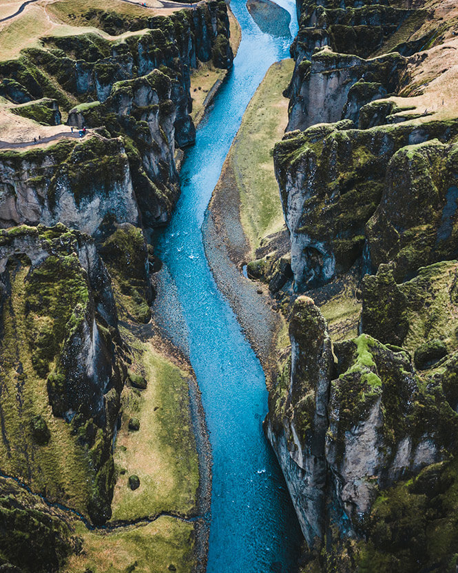Aerial photograph of a canyon in Iceland - edited with landscape Lightroom presets by Northlandscapes