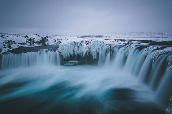 Godafoss waterfall in Iceland, edited with moody Lightroom Presets by Northlandscapes