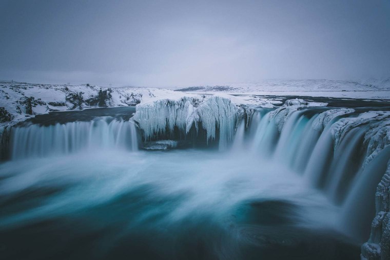 Godafoss Waterfall in Moody Winter Colors