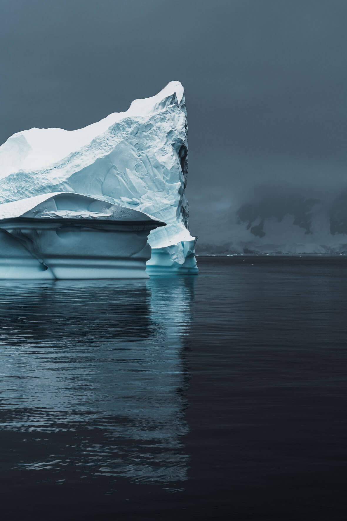 Iceberg with reflections in the Gerlache Strait of Antarctica