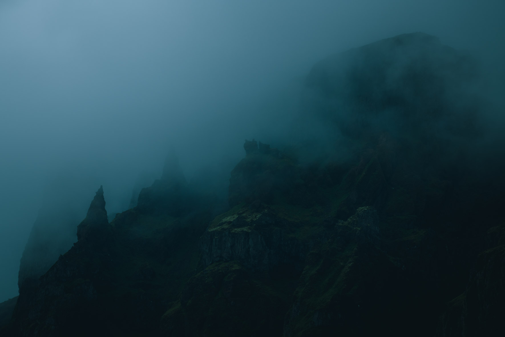 Dark and Cinematic Mountain Landscape at Dusk