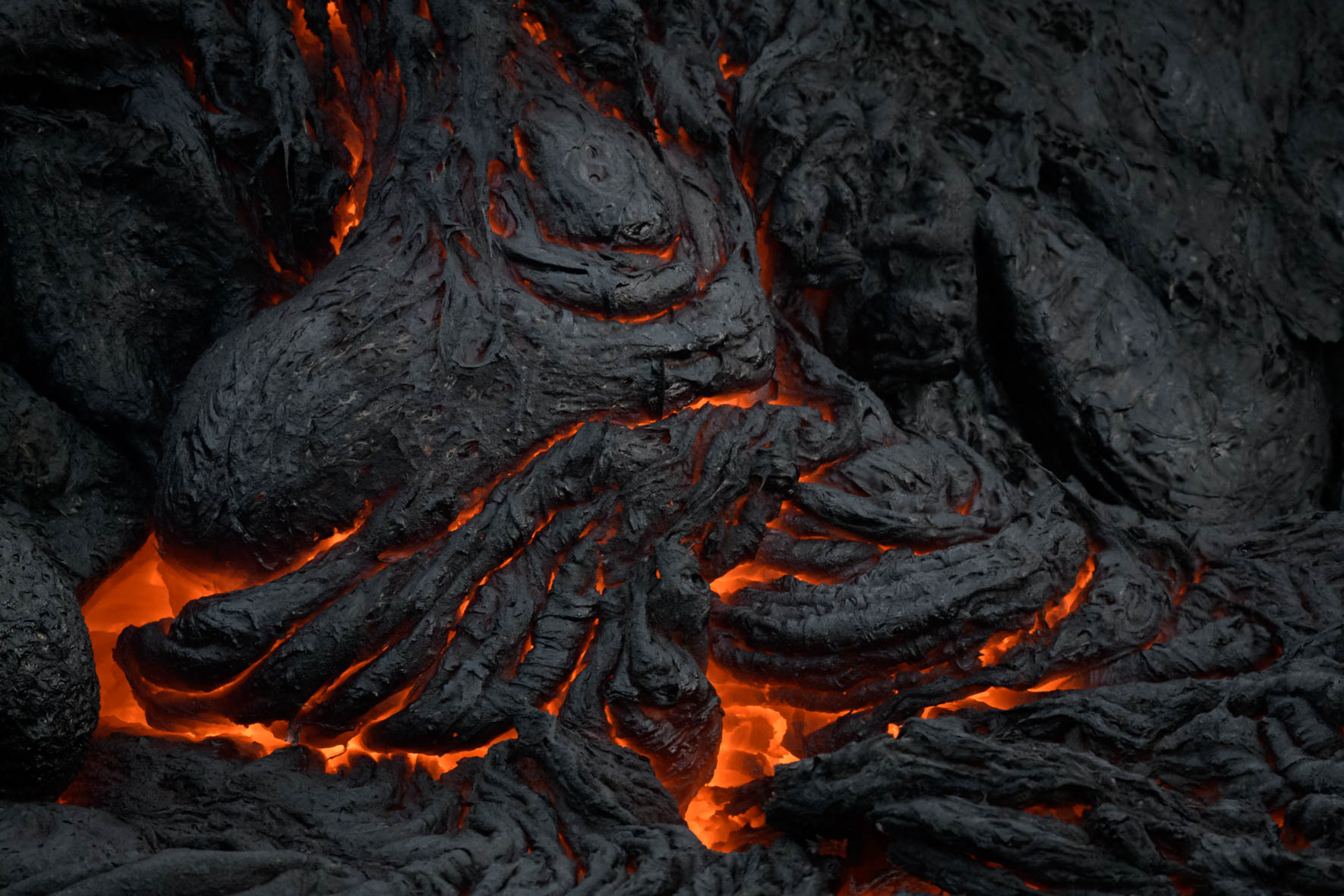 Lava at Fagradalsfjall volcano eruption in Iceland