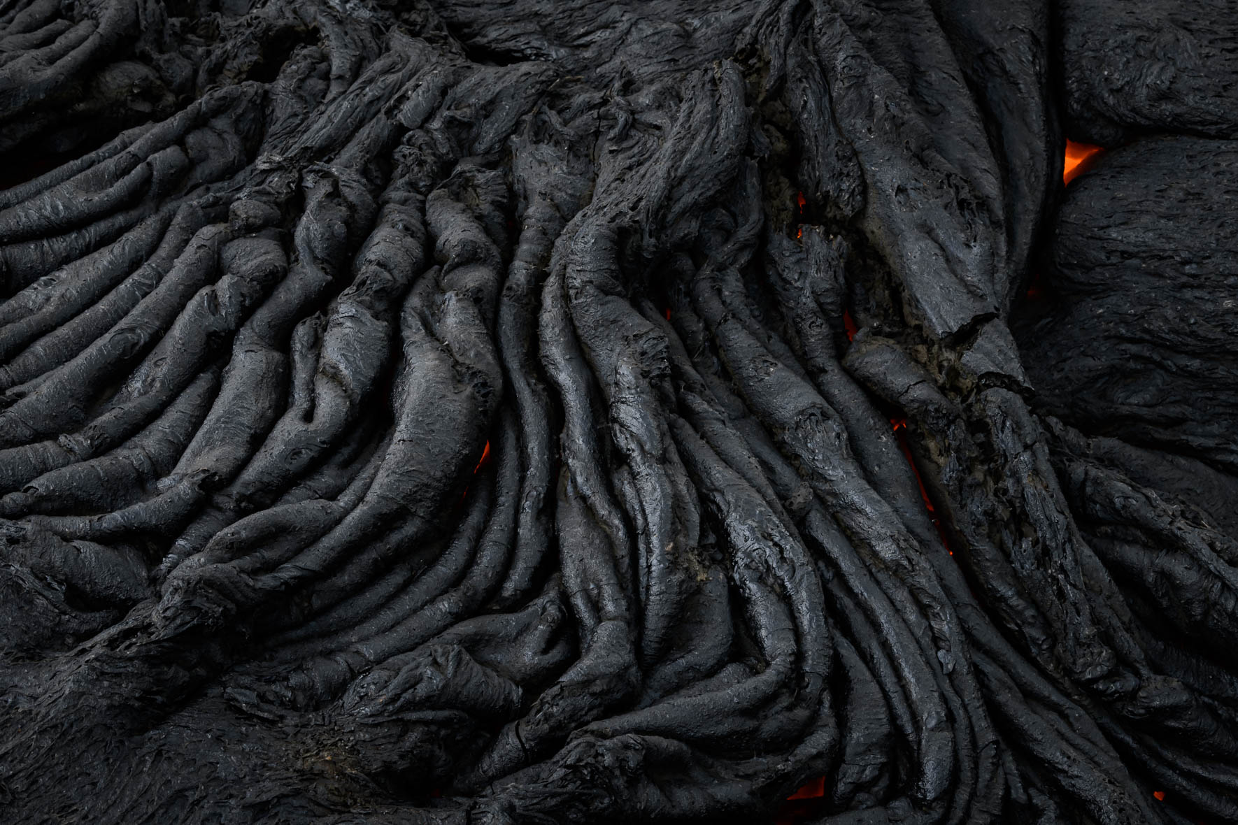 Lava in Nátthagi valley at the Fagradalsfjall volcano in Iceland