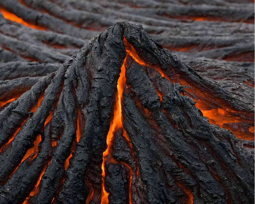 Abstract details of lava at Fagradalsfjall volcano eruption in Iceland