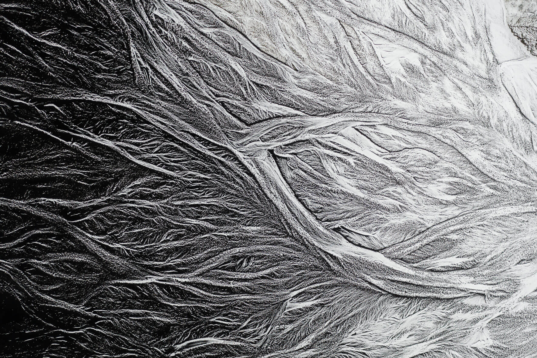 Abstract black and white landscape of Mýrdalssandur in Iceland
