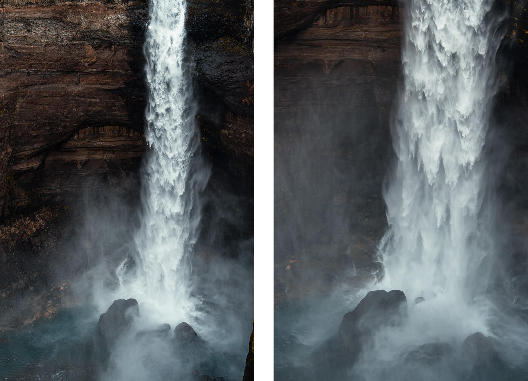 Details of Háifoss waterfall near Hekla volcano in Iceland