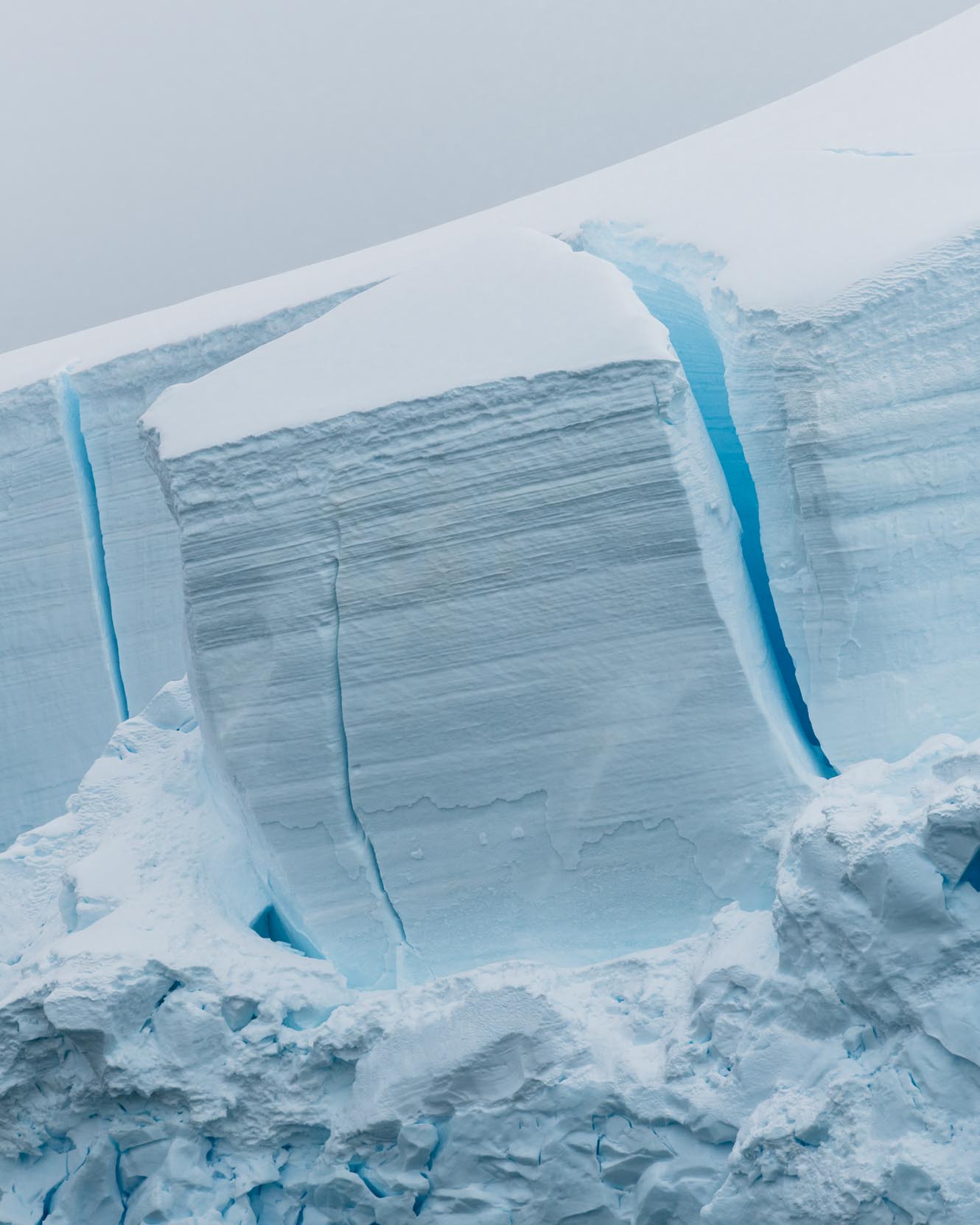Glacier towers of glacier in Antarctica