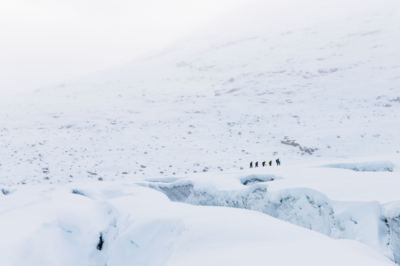 Glacier hike on Austdalsbreen in Jostedalsbreen National Park of Norway