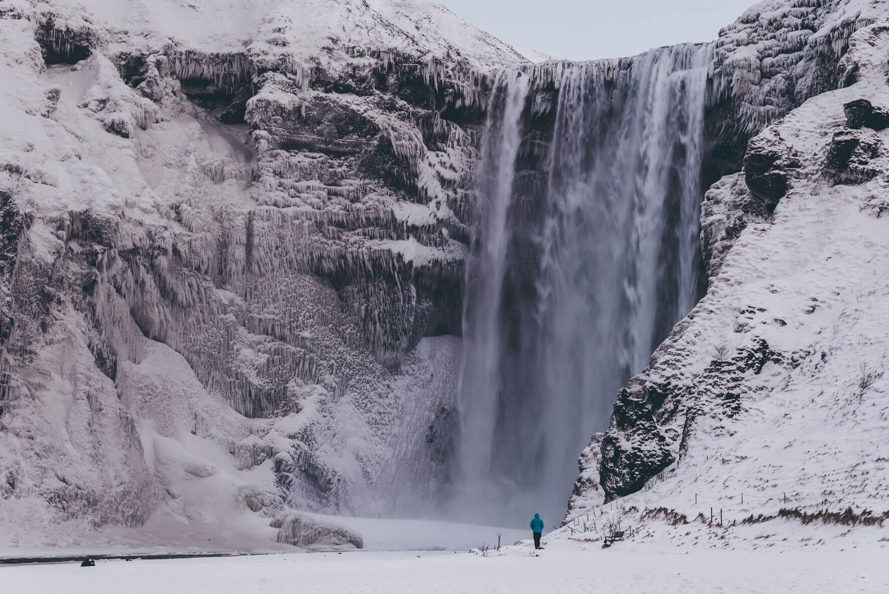 Skogafoss waterfall in Iceland in Winter