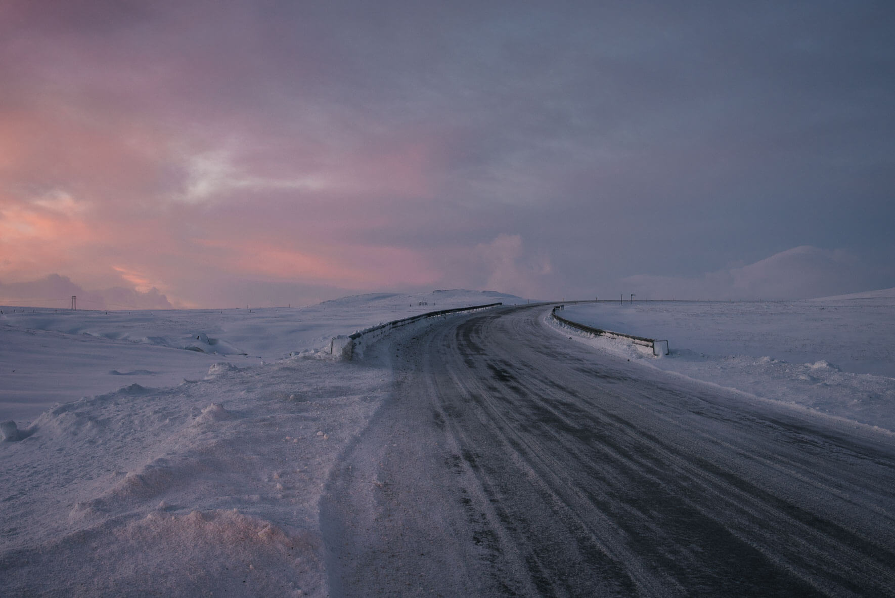 Road on the Golden Circle in Iceland in Winter