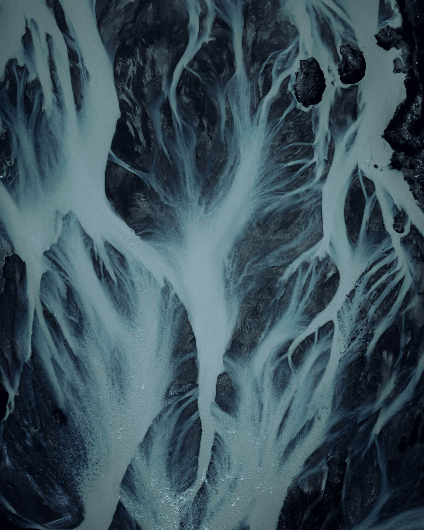 Glacial meltwater rivers from above (Nigardsbrevatnet, Norway)