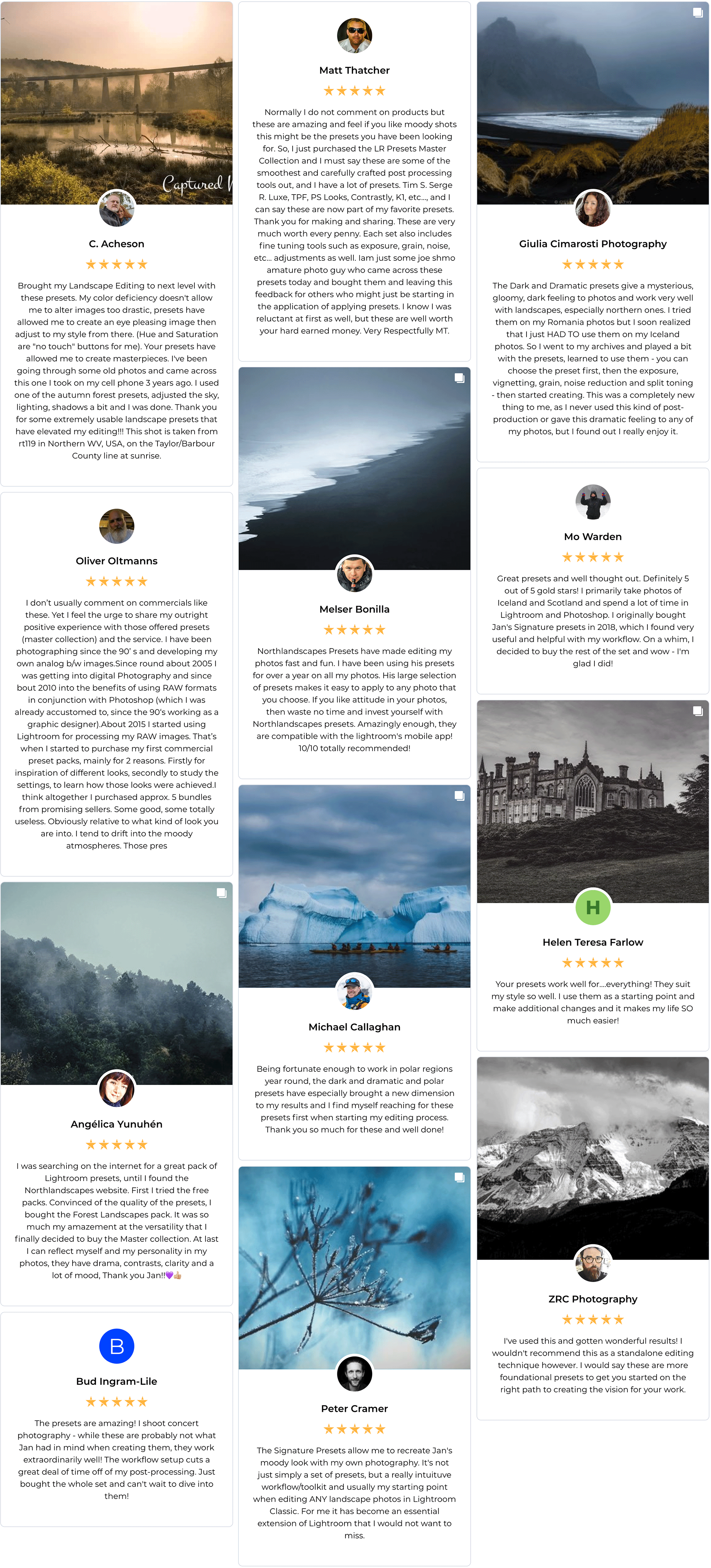 Customer reviews for Northlandscapes Lightroom presets
